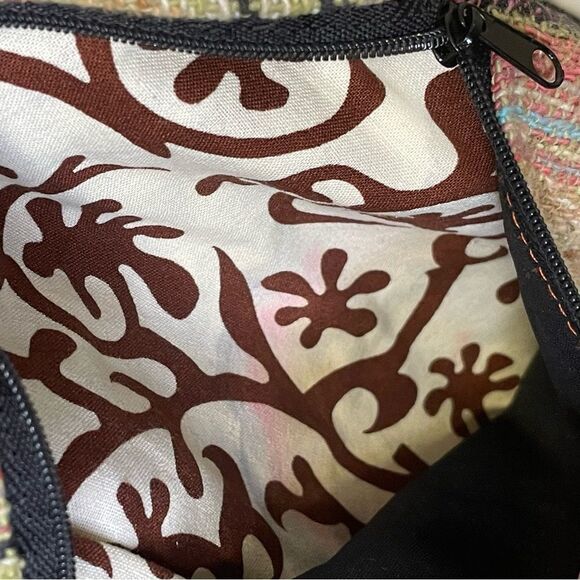 Boho Hippie Cloth Crossbody Orange Purple Gray Blue Adjustable Black Strap - Picture 5 of 11